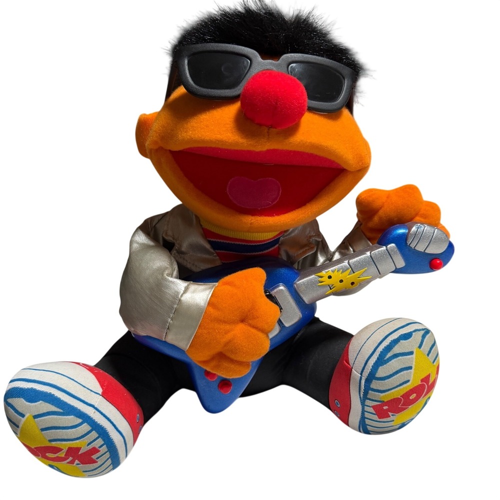 Sesame Street Rock and Roll Ernie Plush Musical Toy Guitar 2002 Fisher-Price